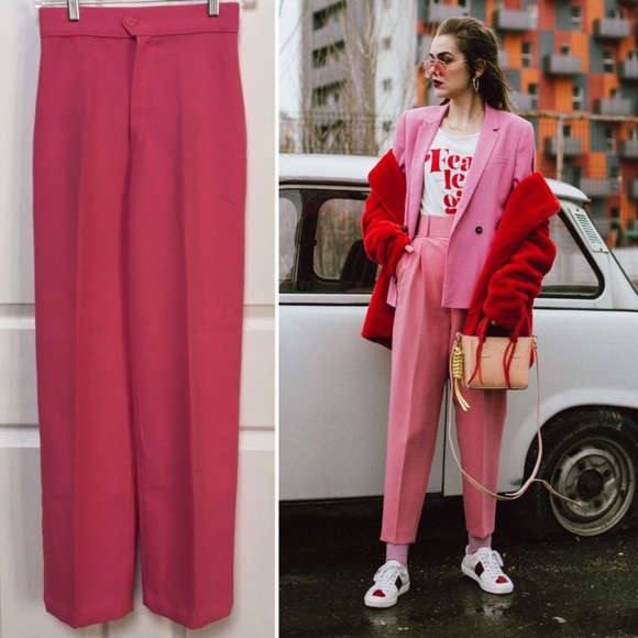 Vintage Pants - Vintage 70s Bubble Gum Pink Trousers